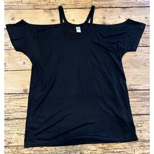 Alternative Apparel Women’s Size S Black Cold Shoulder Short Sleeve Shirt